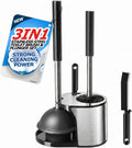 FORASTO 3in1 Stainless Steel Toilet Plunger and Brush Set - Bathroom Tools