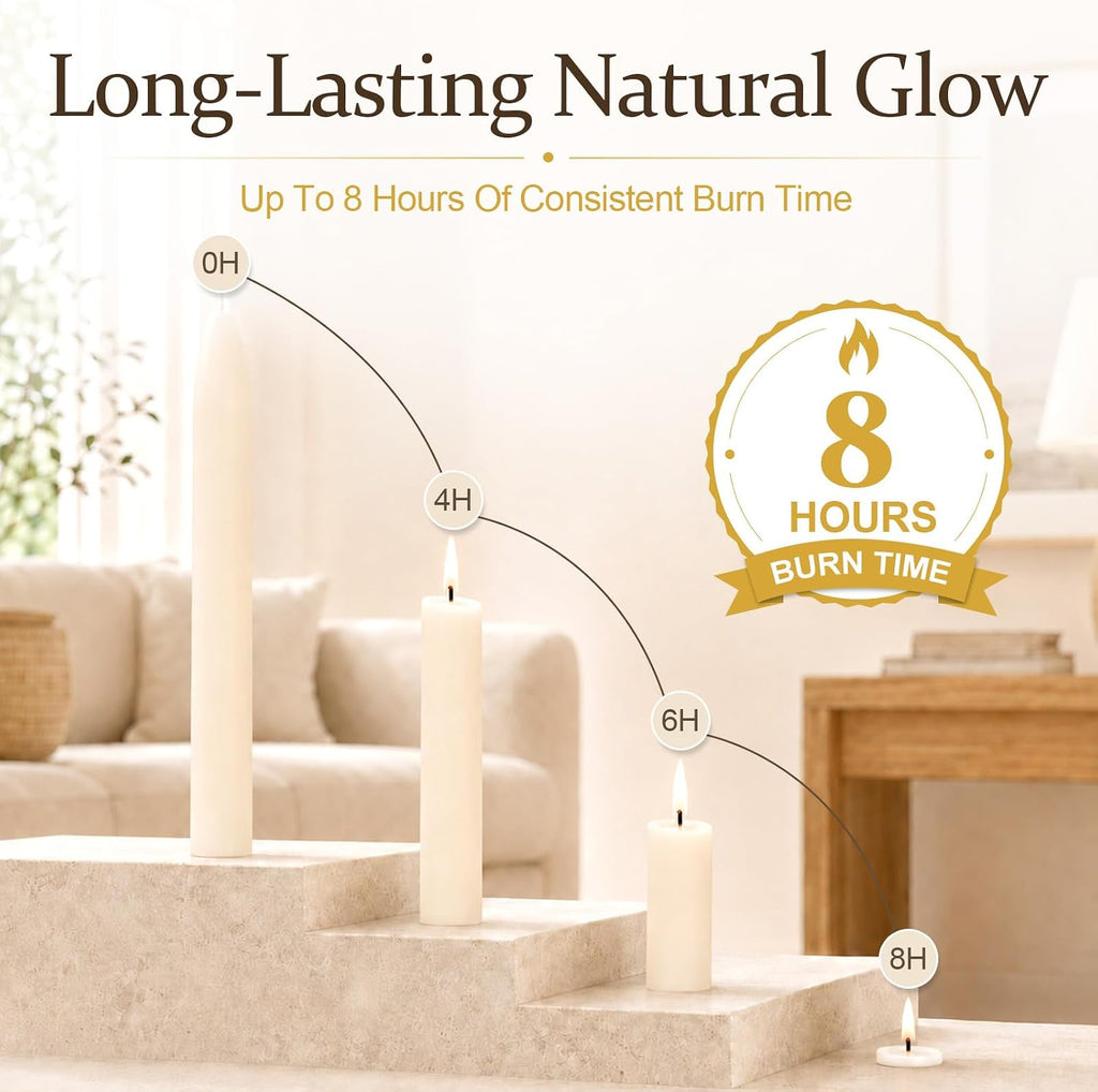 2 Pack 8 Inch 100% Pure Natural Beeswax White Taper Candles