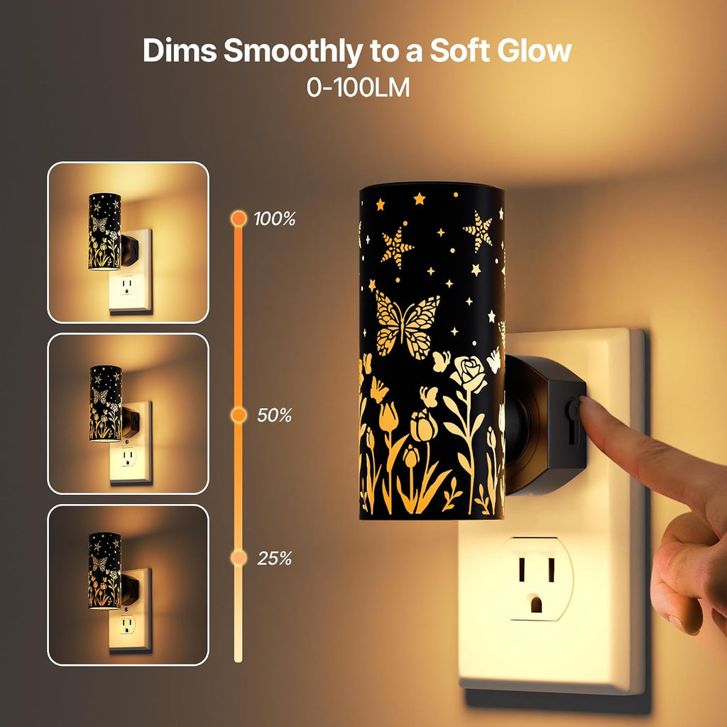 LED Night Lights Plug in, Bright Nightlights, Black Butterfly