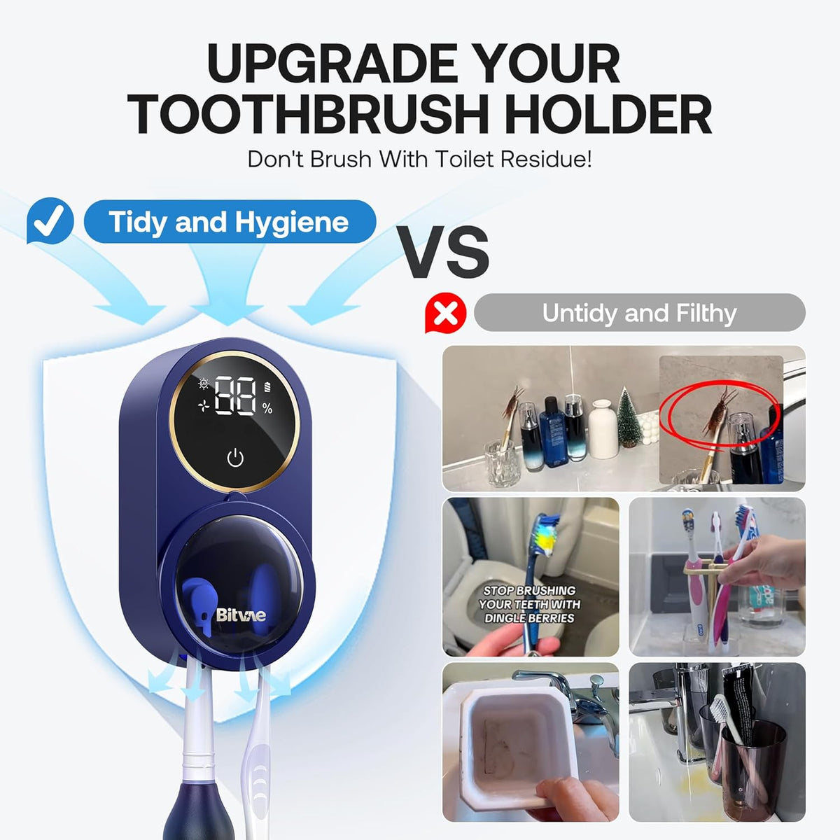 Bitvae Upgraded Tooth Brush Holder for Bathroom 2.0 Infrared Sensing