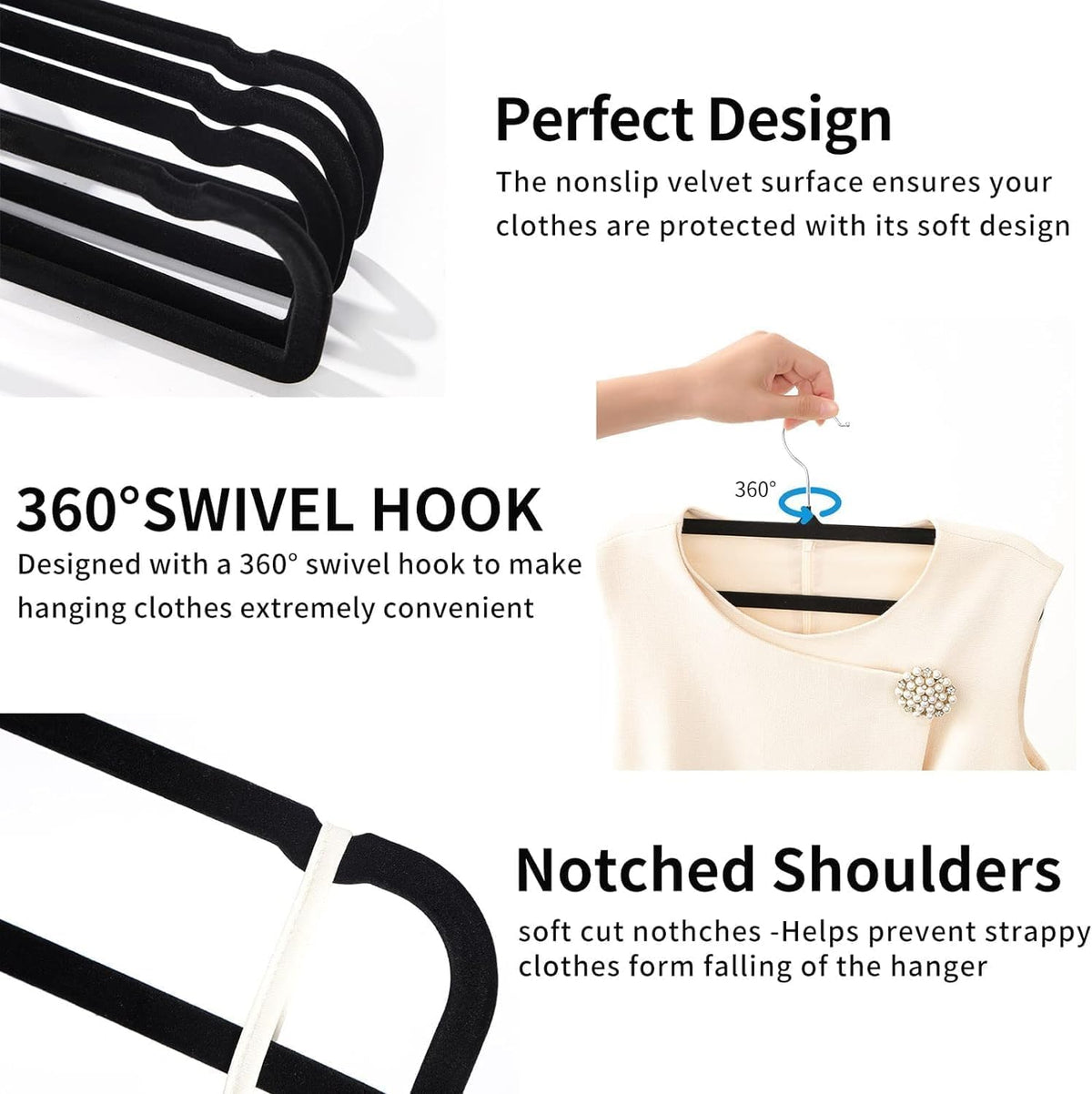 20 Pack Velvet Pants Hangers for Closet Space Saving, Thin Hanger (Black)