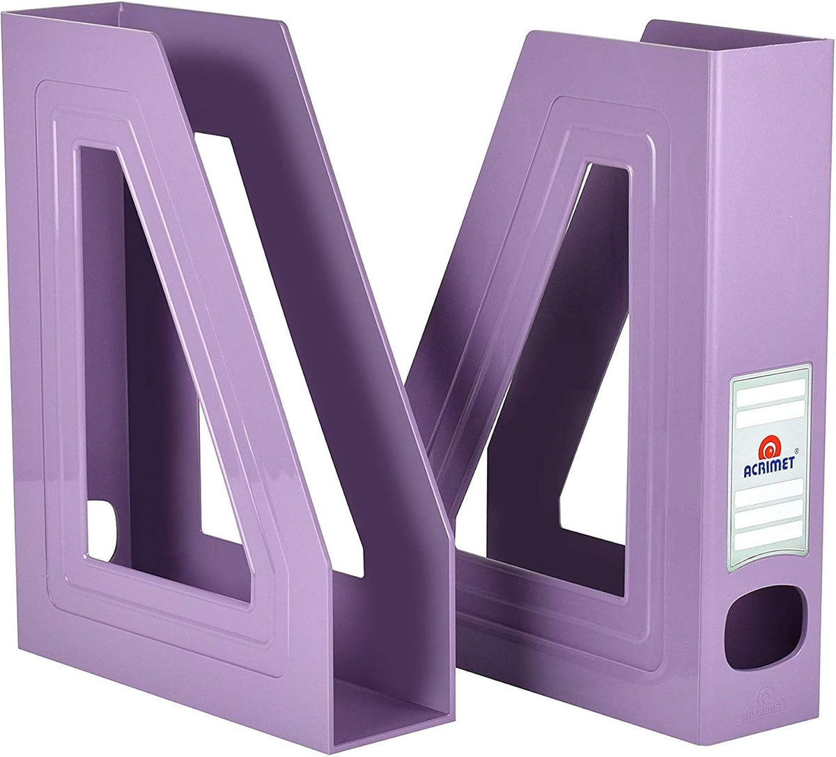 Acrimet Magazine File Holder, Vertical Desk Organizer, Purple, 2 Pack