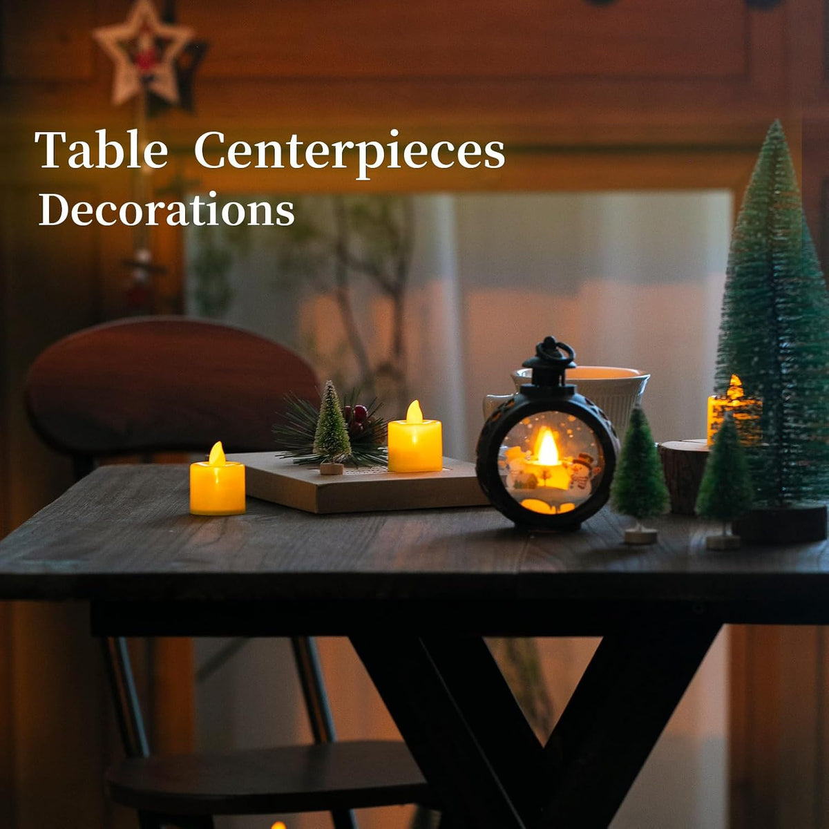LANKER 24 Pack Flameless Led Tea Lights Candles, Flickering Yellow Candles (Yellow - 24Pack)