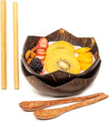Rainforest Bowls Set of 2 Jumbo Star Coconut Bowls, 2 Wooden Spoons & 2 Reusable Bamboo Straws - 100% Natural, Hand Carved by Artisans, Eco-Friendly & Sustainable - Smoothie/Acai/Salad Bowls