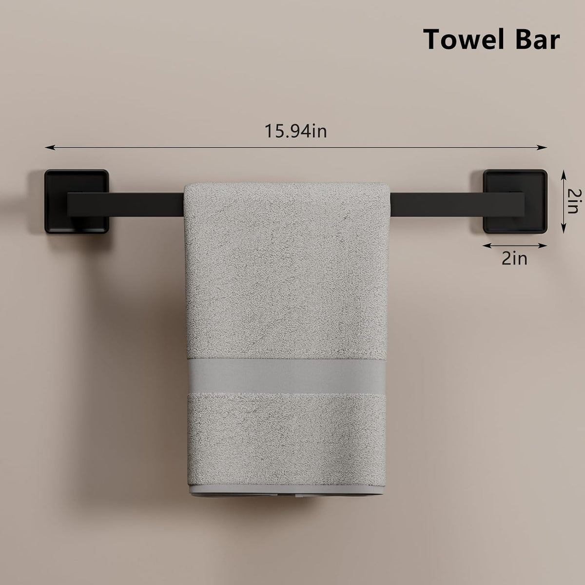 5-Pieces Matte Black Bathroom Hardware Accessories Set, SUS304 Stainless Steel Bath Towel Bar Set, 15.6 Inch Bath Towel Bar Set，Towel Racks for Bathroom Wall Mounted.