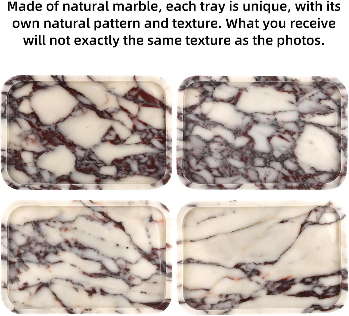 Marble Bathroom Vanity Decorative Tray, Calacatta Viola, 12 * 8 * 0.8