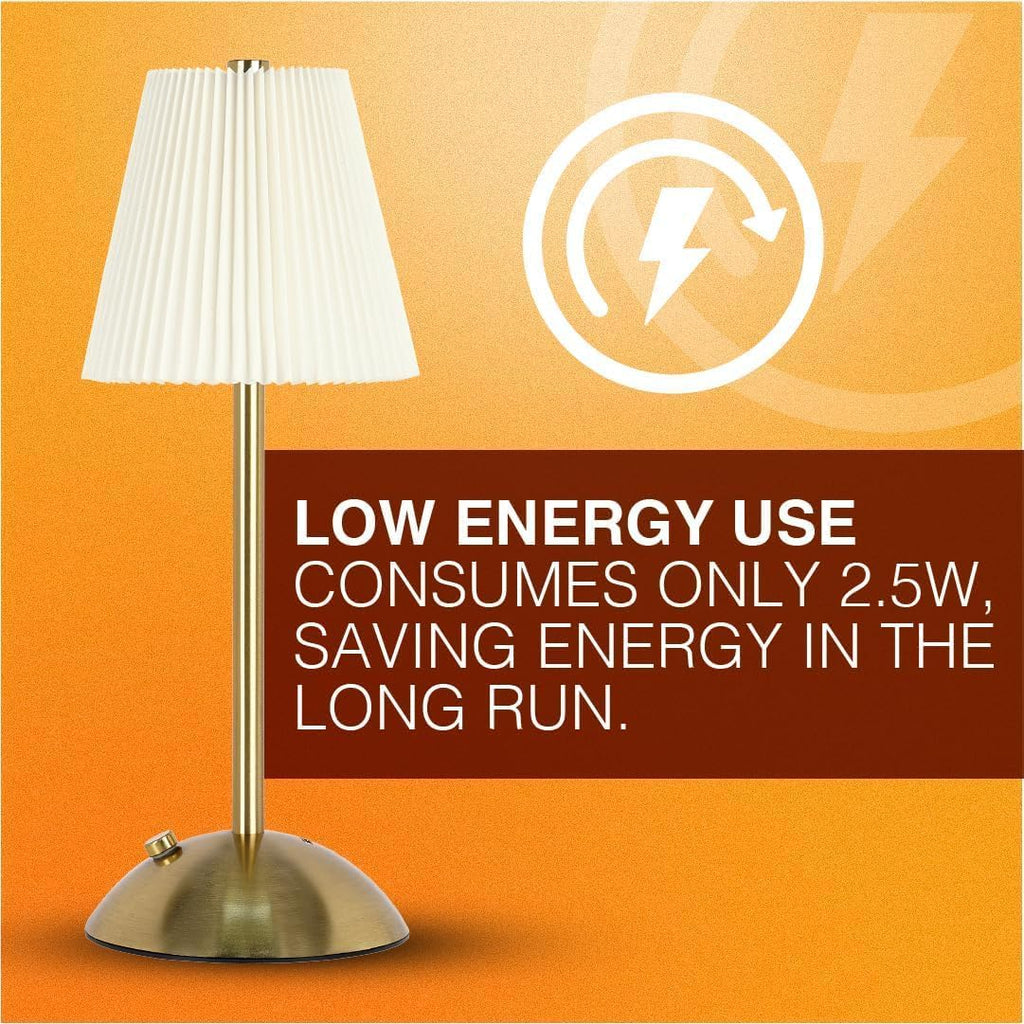 LEDVANCE Sylvania Cordless Lamp, LED Rechargeable Table Lamp with Battery Operated, USB-C, 3 Color Temperatures (3000/4000/5000K), Dimmable, Bedroom, Night Light, Coffee Shop, Brass - 1 Pack (66875)