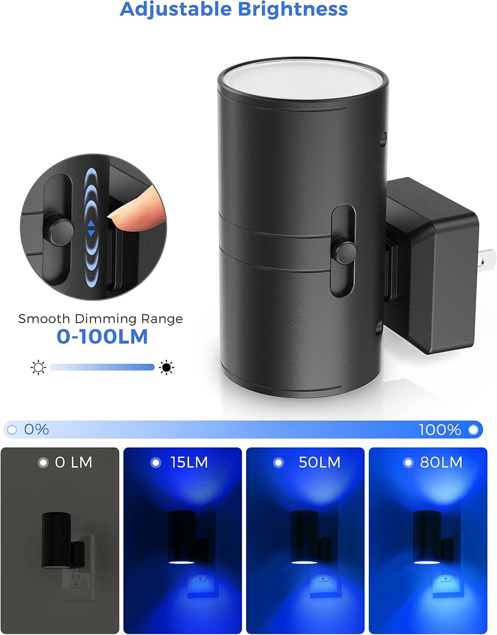 L LOHAS LED Calm Blue Night Light, Night Lights Plug into Wall, Dimmable