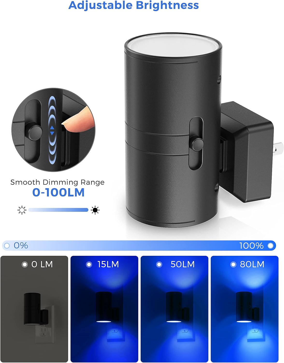 L LOHAS LED Calm Blue Night Light, Night Lights Plug into Wall, Dimmable