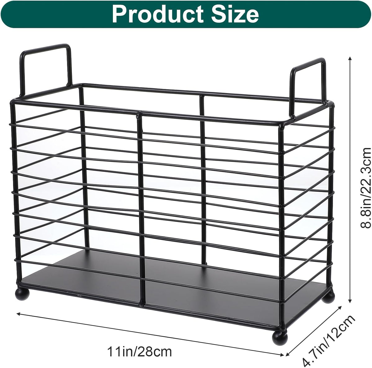 Metal Magazine Rack Floor, Wire Magazine Rack Storage Organizer with Handles - Iron Wire Black Folder Stand Holder for Home Office Bathroom Bedroom Living Room