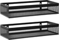 Hanging Wall Mount Storage Baskets with Adhesive Hooks & Screwing, Metal Wire Organizer Baskets for Home Decor, Kitchen, Bathroom, Pantry, Laundry, Closet, Garage, RV Black 2 Packs (Netting)