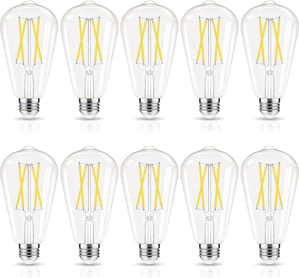 LED Edison Bulbs Dimmable, E26 Bulb 60 watt Equivalent, Cool White 4000K