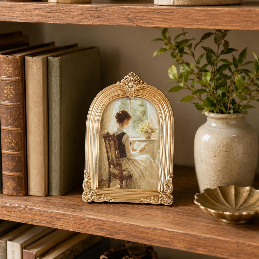 Vintage Picture Frame, Gold Photo Frame Arched, Gold, 4x6 Inch