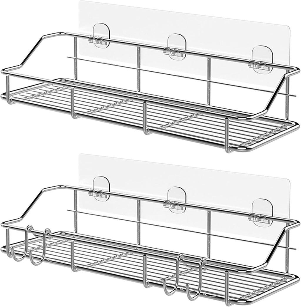 KESOL Adhesive Shower Caddy, Shower Shelf Organizer, SUS304, 2 Pack, Silver