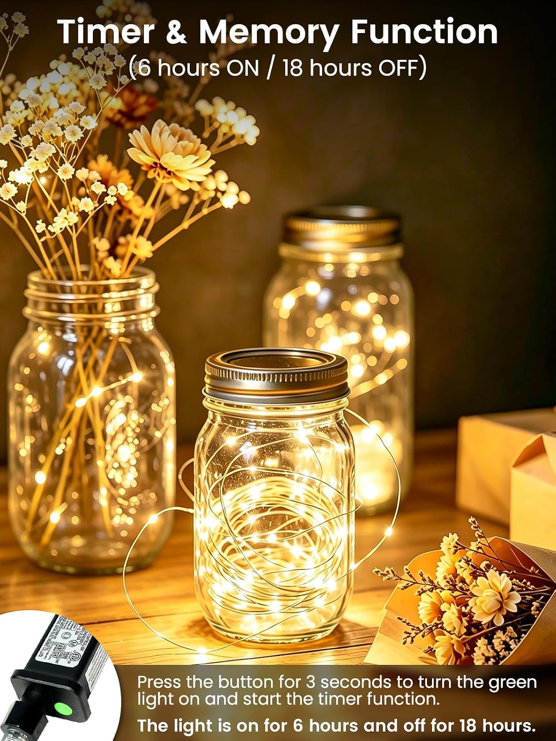 66FT 200 LED Fairy Lights Plug in with Remote, Twinkle Lights for Christmas
