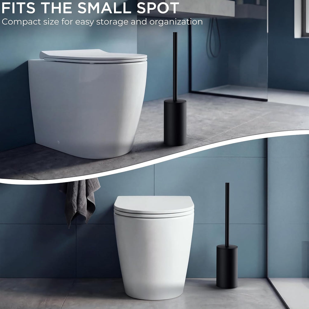 FORIOUS SUS304 Toilet Brush, Toilet Bowl Cleaner Brush and Holder Set Short