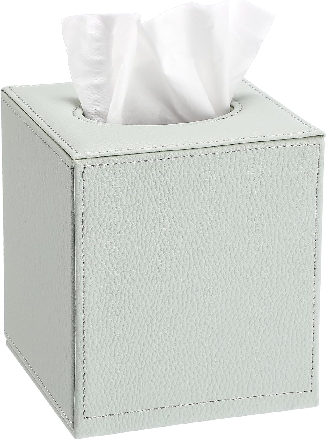 Sumnacon Tissue Box Cover Square,Magnetic Bottom PU Tissue Box Holder,Green