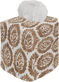 Fabric Tissue Box Cover, Brown Blockprint Cotton