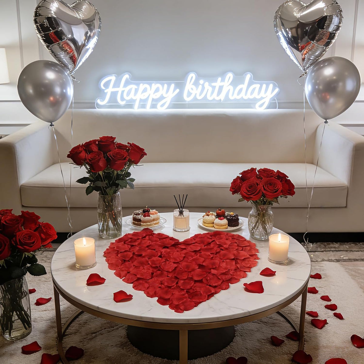 Anwyll 3000Pcs Red Rose Petals - Artificial Faux Flowers Fake Rose Petals for Wedding Proposal Engagement Romantic Night Anniversary Valentine's Galentine's Day Decoration Home Room Party Decor