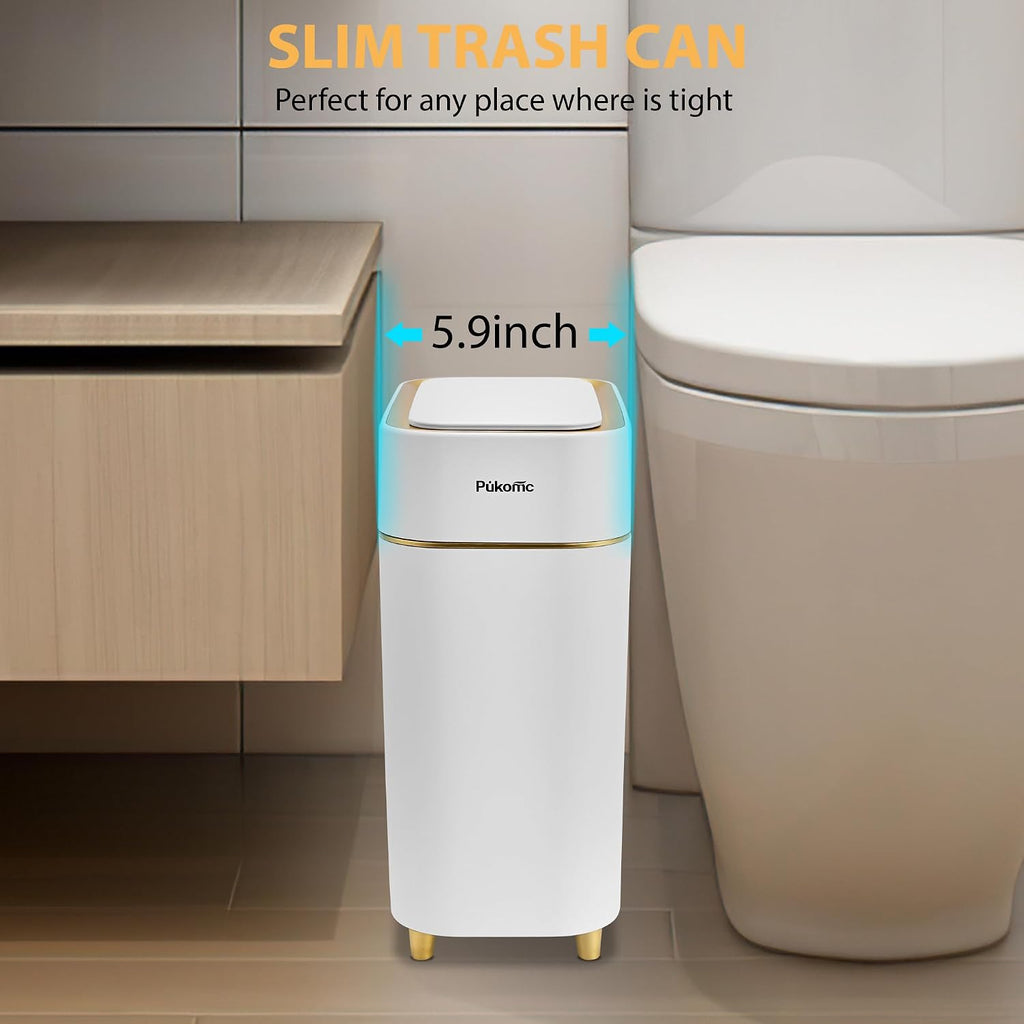 Pukomc Automatic Small Sensor Trash Can with Touchless Lid