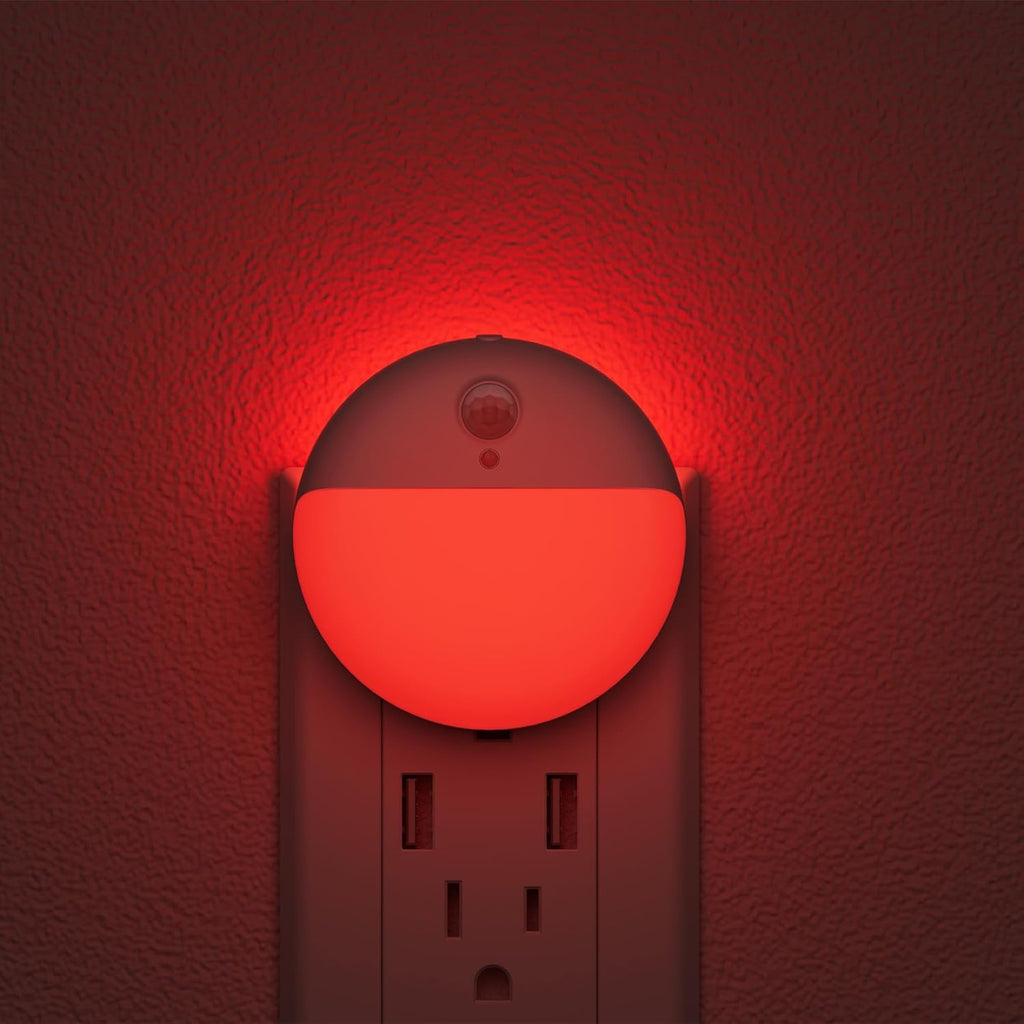 YUNLEX Red Night Lights Motion Sensor, Dimmable Plug in Nightlight, 2 Pack