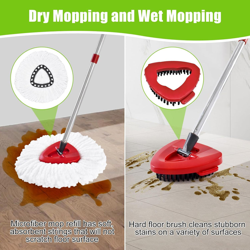 7 Pack Mop Heads Spin Mop Handle Scrub Brush Base Set for O-Cedar Easywring