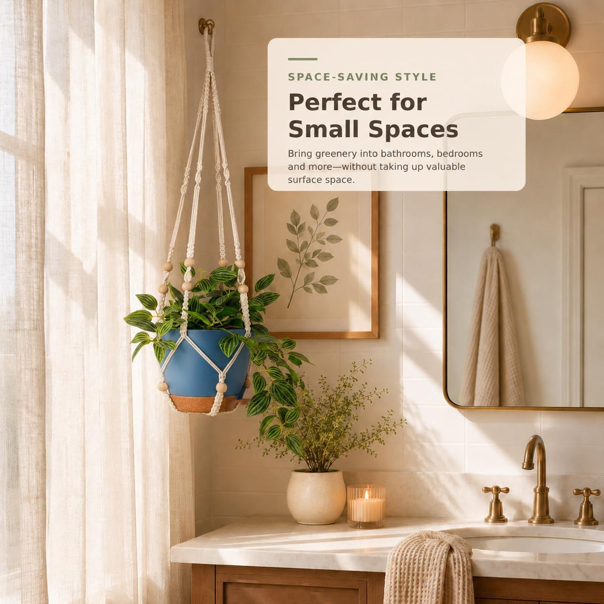 3 Set Self Watering Hanging Planter for Indoor Plants Macrame Plant Hangers