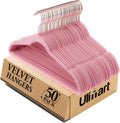 Velvet Hangers 50 Pack,Pink Felt Hangers,Durable Non Slip Hangers