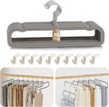 Velvet Felt Pants Hangers 30 Pack, with Cascading Hooks (Gray)