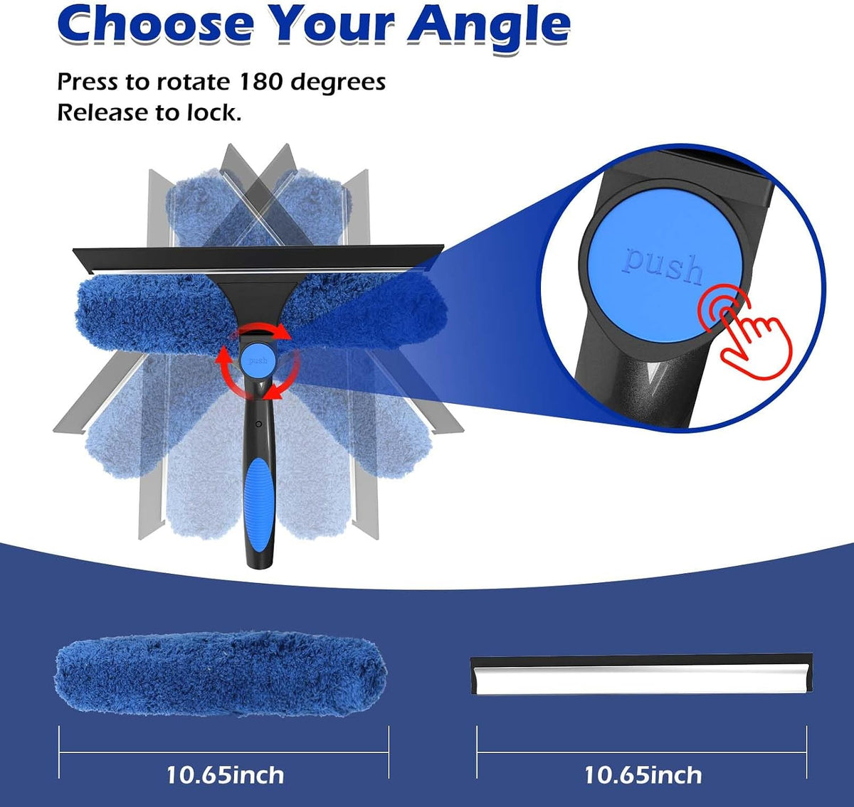 30FT Reach Window Squeegee Kit with Extension Pole, 2-in-1 Window Squeegee
