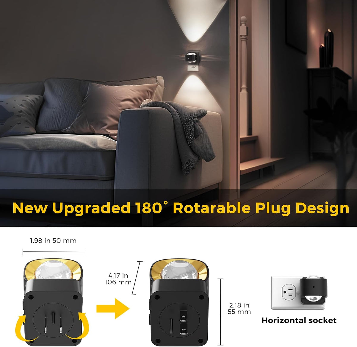 L LOHAS LED Night Light Projector, Night Lights Plug into Wall Light Sensor