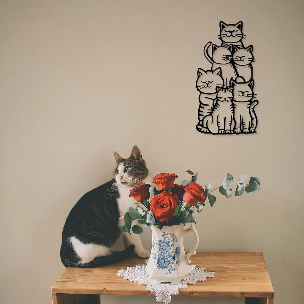 Xedatric Black Metal Cat Wall Art Silhouette Decor