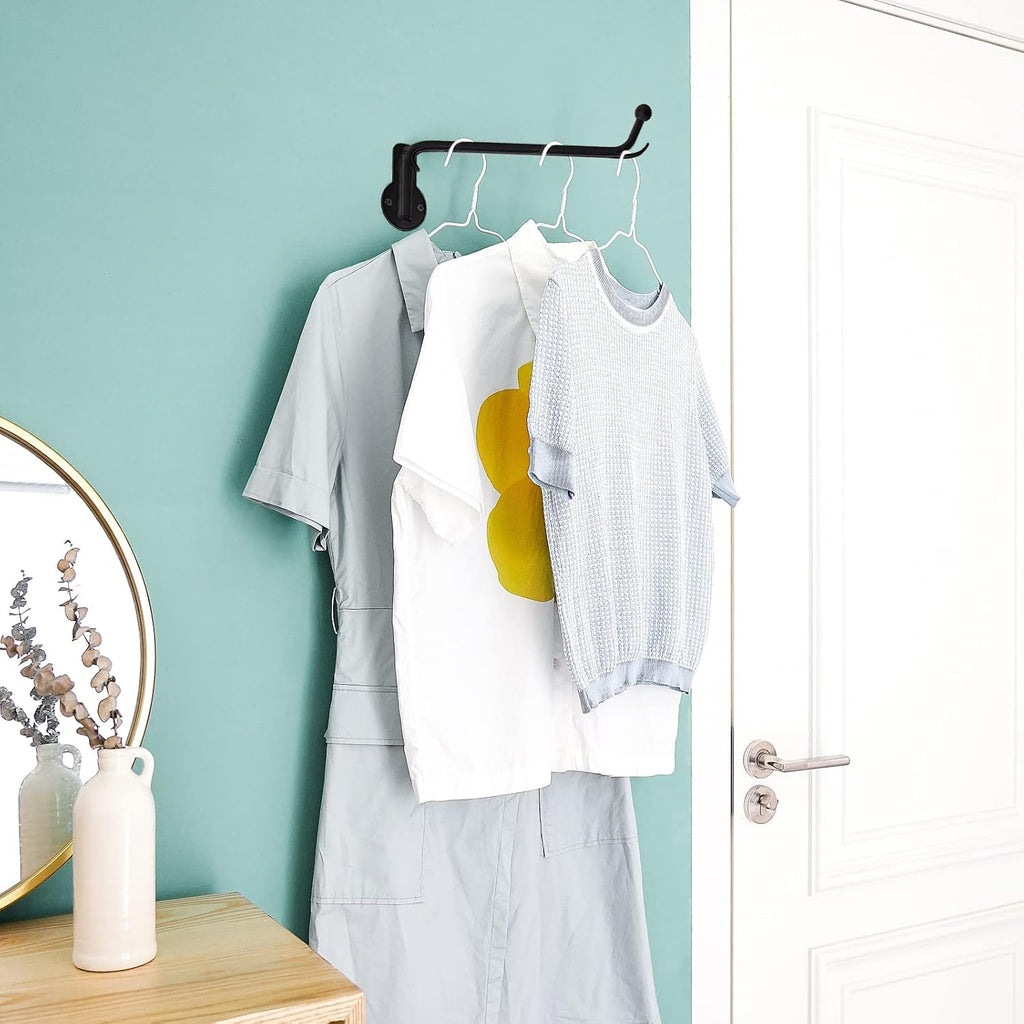 Mkono Wall Mounted Drying Rack Laundry Hook with Swing Arm Valet Rod 2 Pack