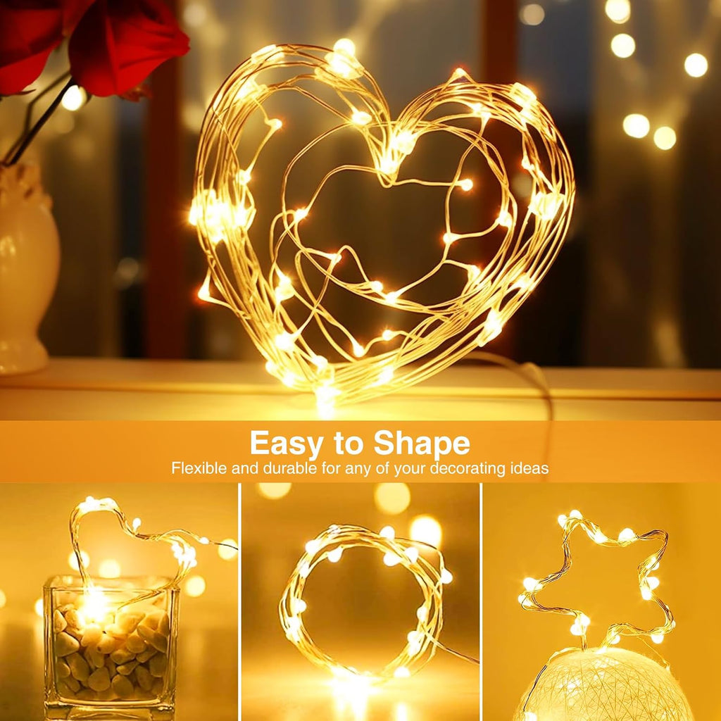 10 Pack Fairy Lights Battery Operated with Timer, 7FT 20 LED String Light