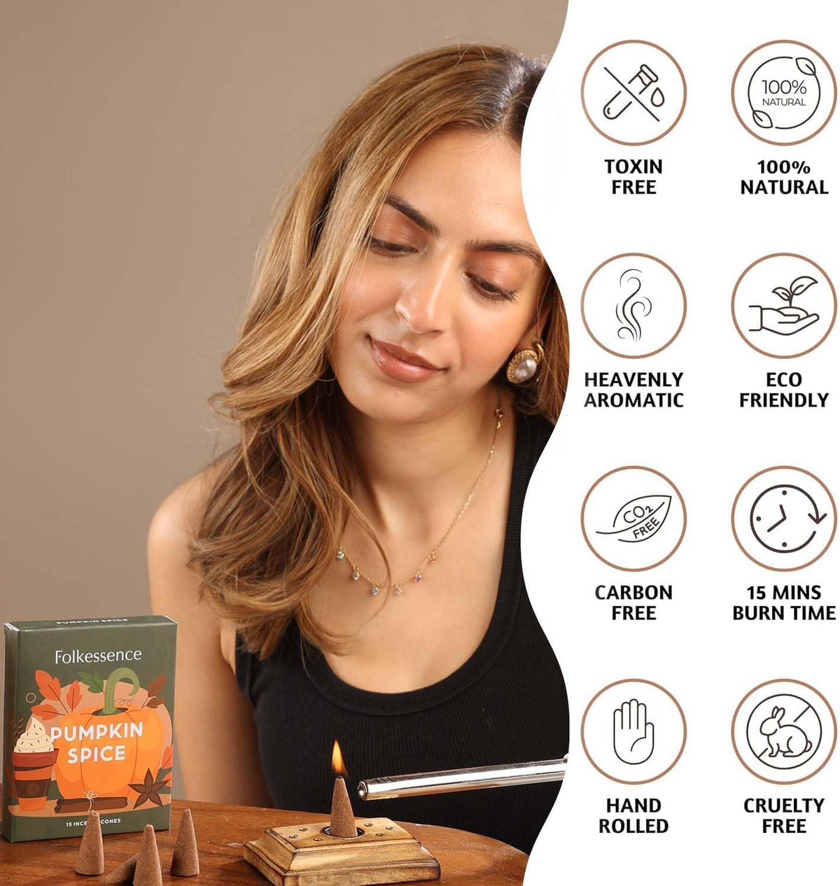 Folkulture Vanilla & Pumpkin Spice Fall Incense Cones Set of 2 (30 Cones)