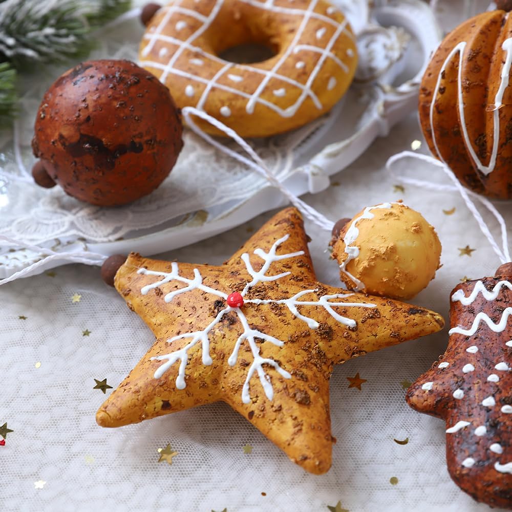 43PCS Baking Christmas Ornaments Set, Christmas Gingerbread Decorations Tree Hanging Ball Shatterproof Artificial Xmas Tree Hanging Ball for Indoor Home Holiday New Year Party Decor