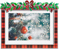 Christmas 5x7 Picture Frame Christmas Metal Display Photo Frames with Rhinestone High Definition Glass Front Gift Ideas Tabletop Home Decorative (Red Grid)