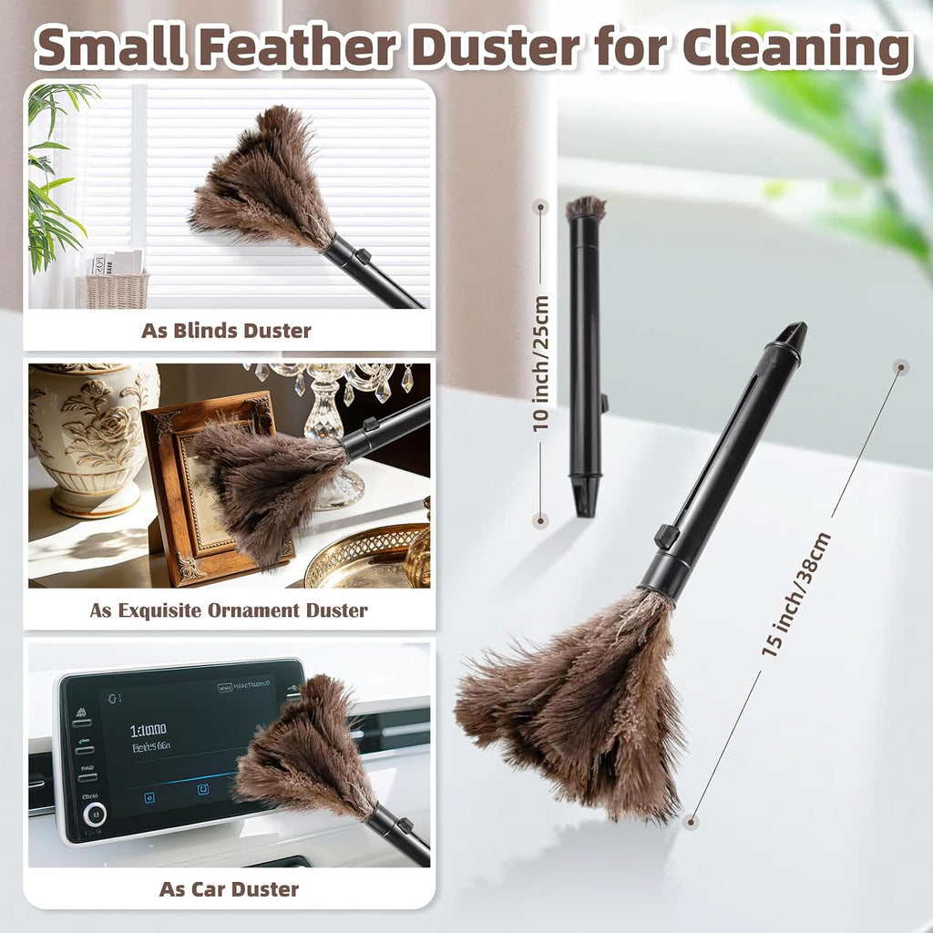 Ostrich Feather Dusters for Cleaning Kit - Soft Feather Duster Extendable