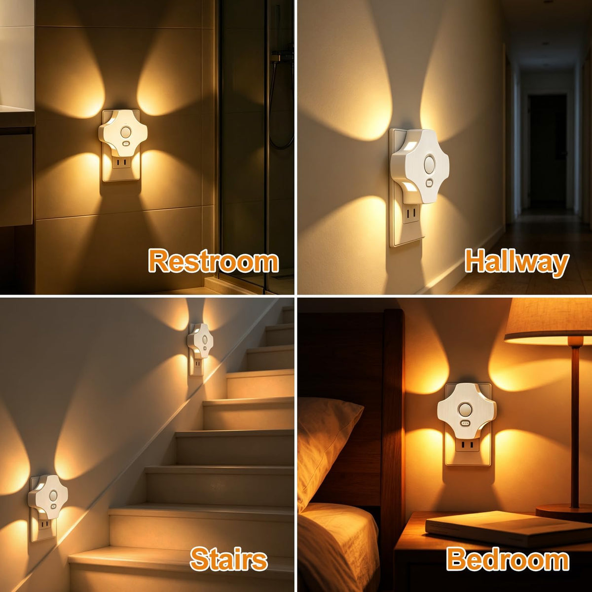 LED Motion Sensor Night Light, 2-Pack, 3000K Soft White