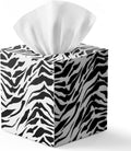 SquareTissue Box Cover, Classic Zebra Print, Bold Monochrome Zebra Design
