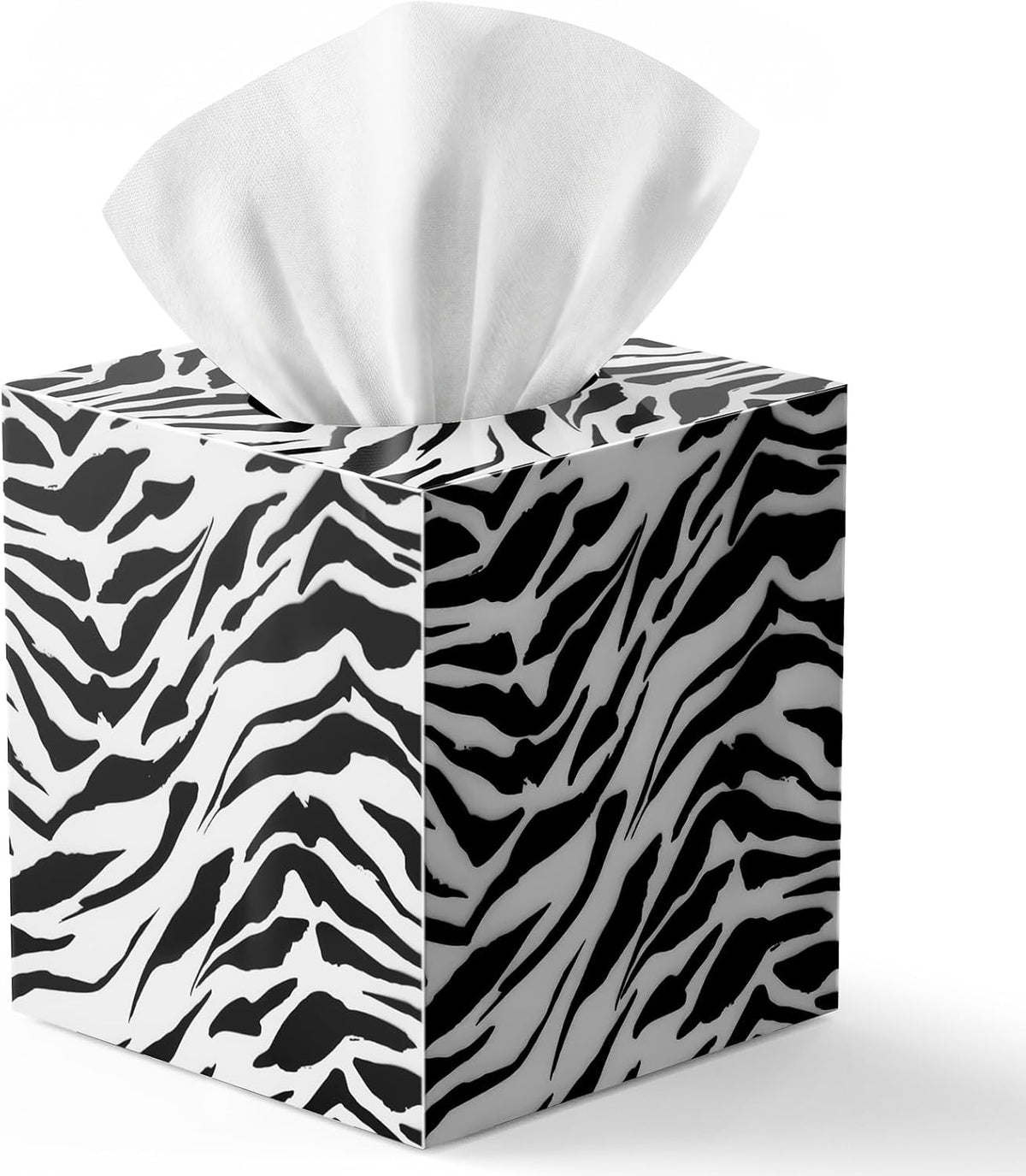 SquareTissue Box Cover, Classic Zebra Print, Bold Monochrome Zebra Design