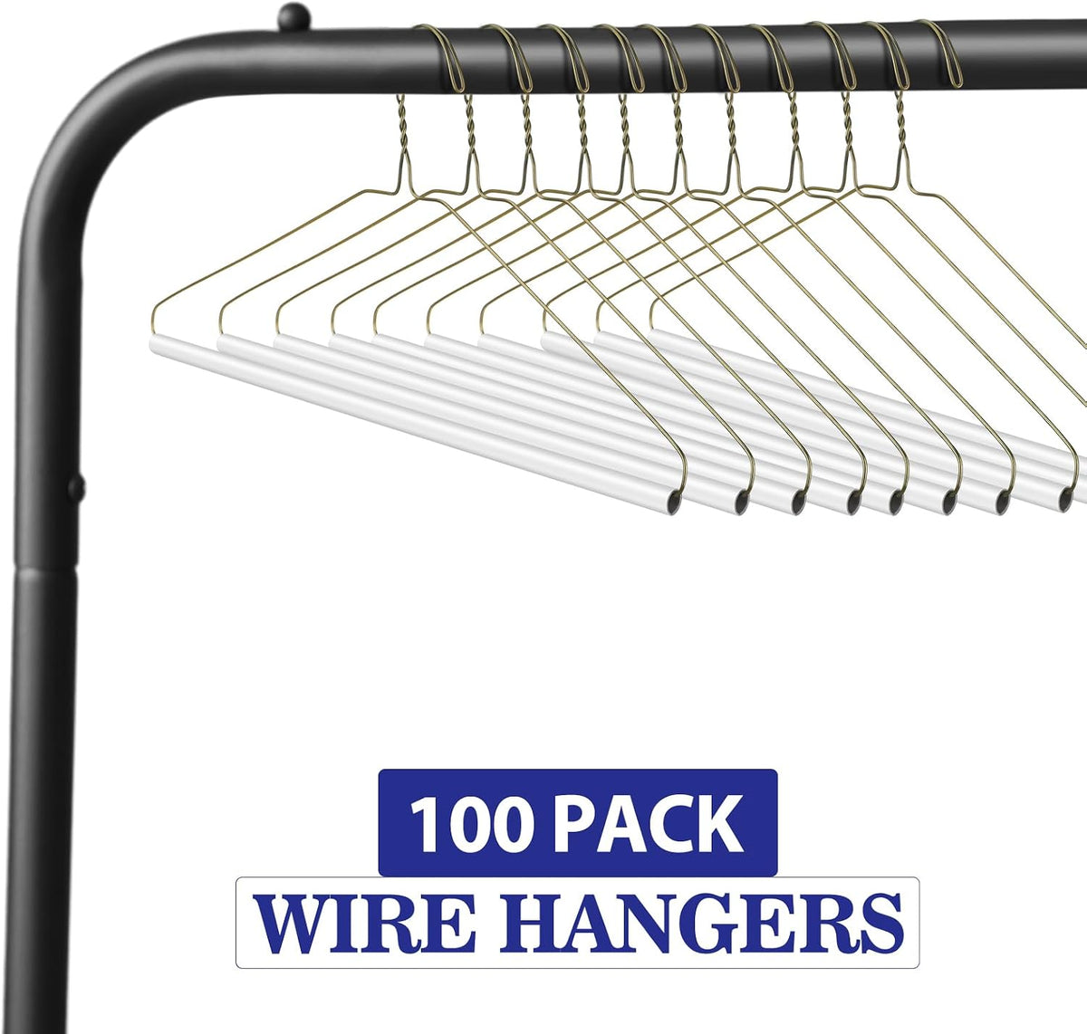 Yuntau 100 Pcs Dry Cleaner Hangers Bulk with Tubes 16" Wire Hangers, Gold