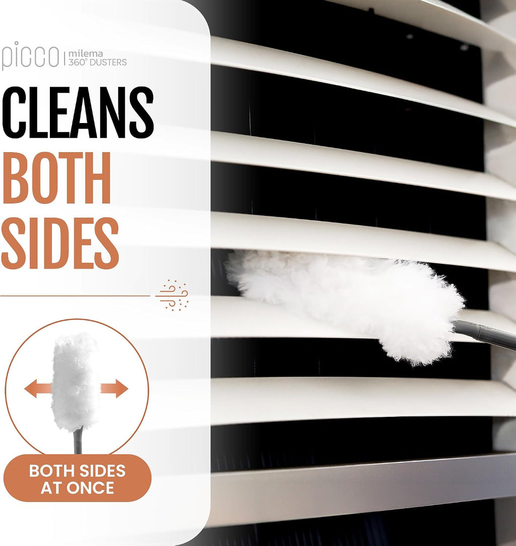 milema Picco 360 Double-Sided Duster, White, 1 Long Handle, 23 Refills