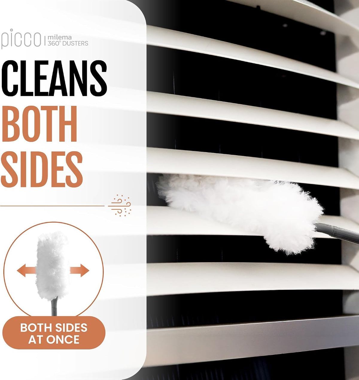milema Picco 360 Double-Sided Duster, White, 1 Long Handle, 23 Refills