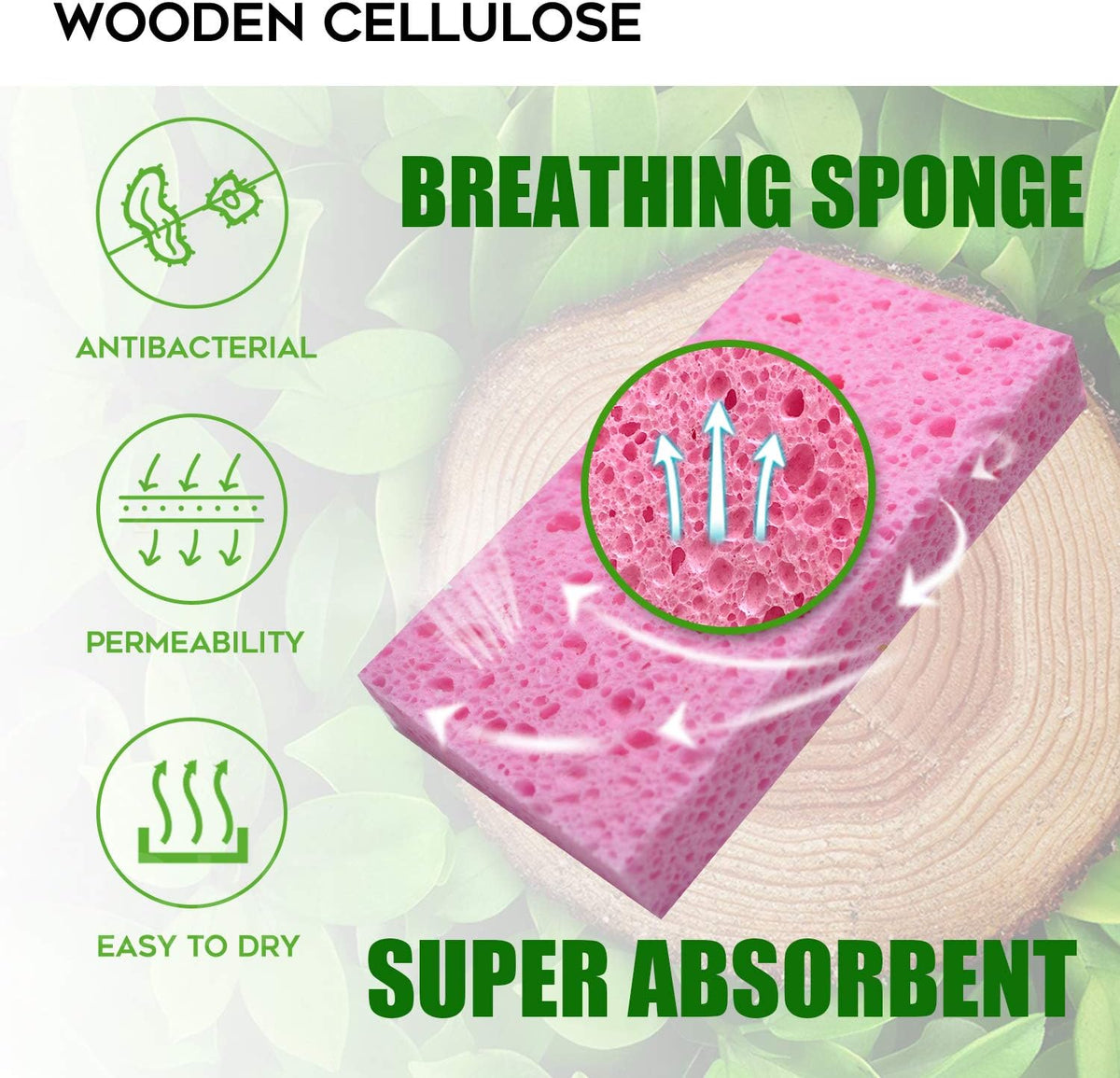 PANYEE Cleaning Scrub Colored Sponge,Non-Scratch Kitchen Cellulose Dishwashing Sponge,16Pack Biodegradable Natural Sponge