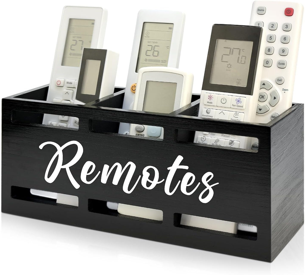 Wood Black TV Remote Organizer Wall Mount Remote Control Holders for Table