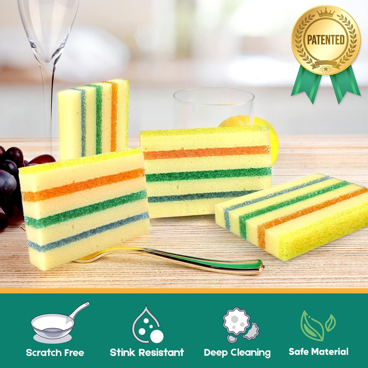 LAUNDRYLUX 4 Pack Scrub Sponge - Temperature-Responsive