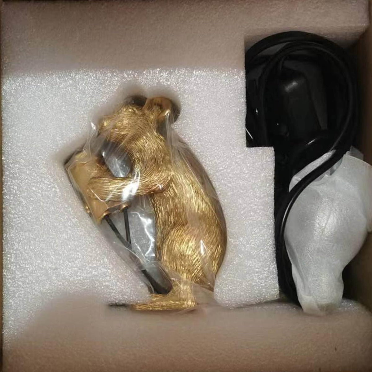 NorDiem Cute Mouse Table Lamp, Gold Standing Resin Animal Desk Light with E12 LED Bulb Included, Warm Glow Mini Bedside Lamp for Kids Bedroom Nursery Playroom Girls Boys Toddlers