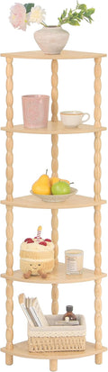MaxSmeo Corner Shelf, 5-Tier Corner Bookshelf for Small Spaces, Stylish Corner Storage Display Shelves for Bedroom, Bathroom, Kitchen, Living Room (Natural)