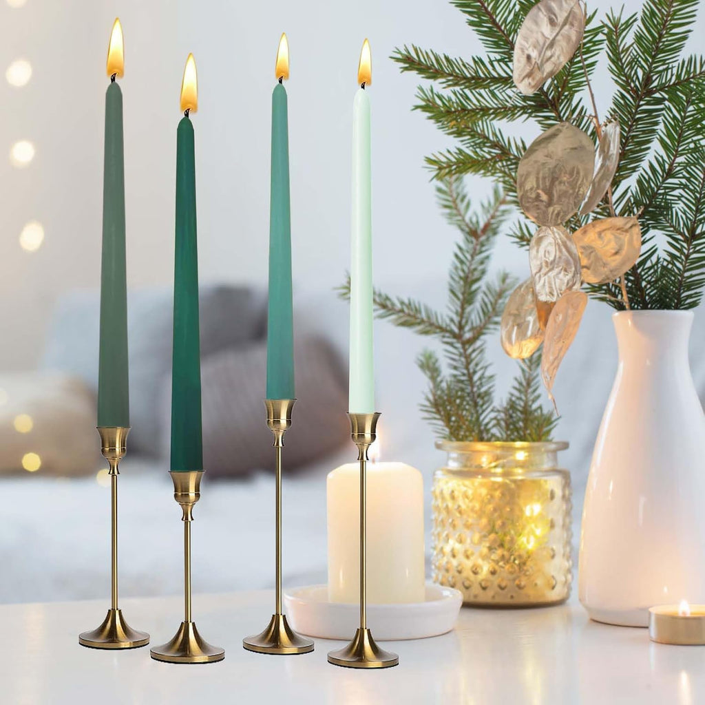 10in Gradient Taper Candles Set of 4 Pack Tapered Candle, Tall Candlesticks,for Dinner Party Wedding, Home Decor,Kitchen Decors,Christmas,Halloween (Green Gradient, 10 inch)